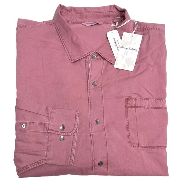 Tommy Bahama Men's Small Cherry Stone Tahitian Twill Shirt With Pocket - Picture 6 of 8